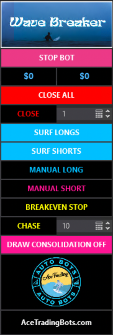 Changing Tides trading bot trading panel